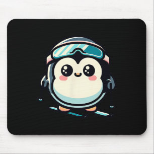 Alfombrilla De Ratón Pingüino Lindo Esquí Con Gafas De Esquí Invierno A
