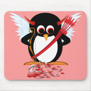 Alfombrilla De Ratón ¡Pingüino malvado OOPS! Tarjeta del día de San