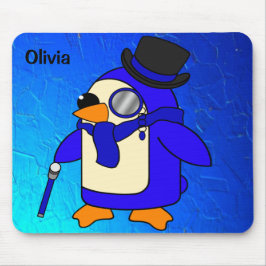 Alfombrilla De Ratón Pingüino personalizado lindo ultramarino azul oscu