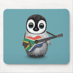 Alfombrilla De Ratón Pingüino que juega el azul surafricano de la