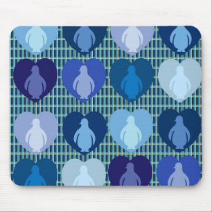 Alfombrilla De Ratón Pingüinos Hearted azules