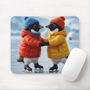 Alfombrilla De Ratón Pingüinos patinando sobre hielo