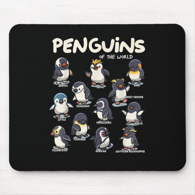 Alfombrilla De Ratón Pingüinos Pingüinos Animales del Amor Pingüino Mun (Frente)