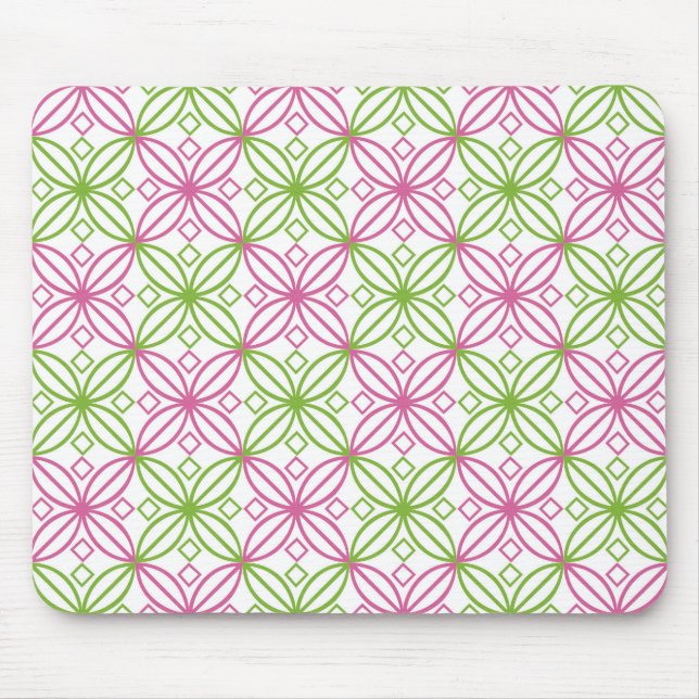 Alfombrilla De Ratón Pink and green abstract circles pattern (Frente)