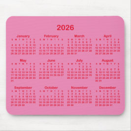 Alfombrilla De Ratón Pink and Red 2026 Calendar