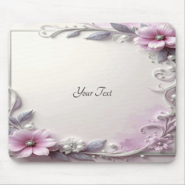 Alfombrilla De Ratón Pink Floral Frame Mousepad
