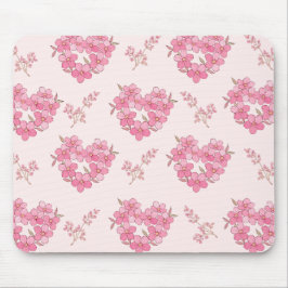 Alfombrilla De Ratón Pink Floral Hearts Pattern Mousepad