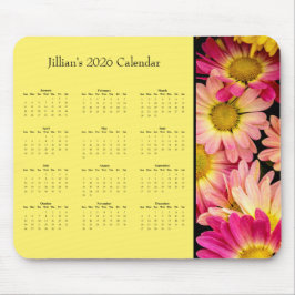Alfombrilla De Ratón Pink Flowers: Customizable full year 2026 calendar