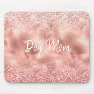 Alfombrilla De Ratón Pink Glitzy Sparkle Purpurina Dog Mom