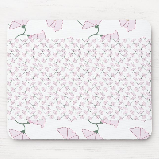 Alfombrilla De Ratón Pink Green Floral Vines Flowers Mouse Pads (Frente)