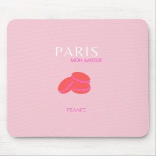 Alfombrilla De Ratón Pink Paris Travel Art Macarons Preppy