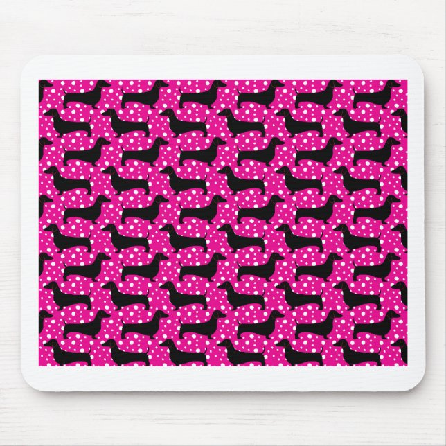 Alfombrilla De Ratón Pink Polka Dachshunds (Frente)