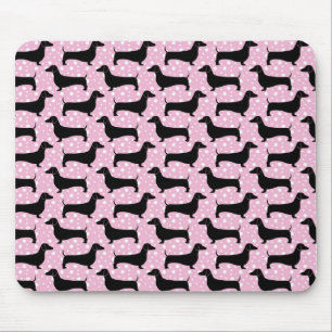 Alfombrilla De Ratón Pink Polka Dachshunds