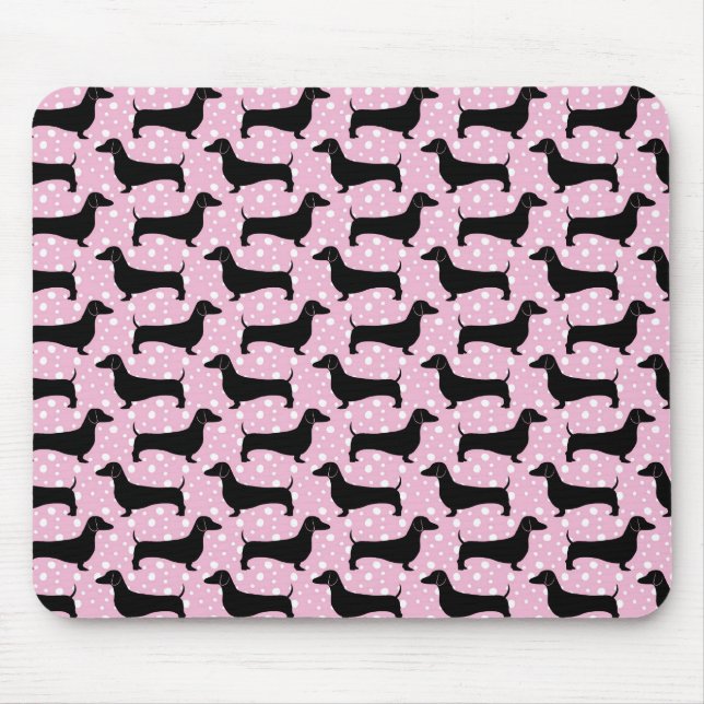 Alfombrilla De Ratón Pink Polka Dachshunds (Frente)