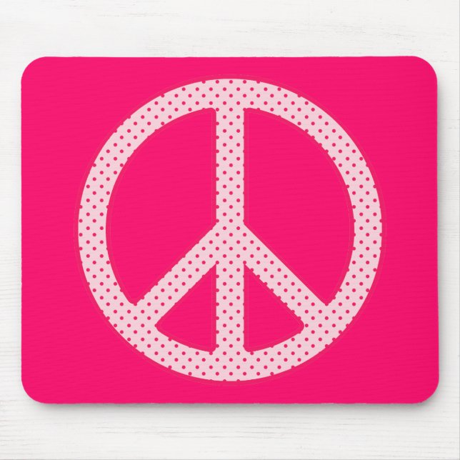 Alfombrilla De Ratón Pink Polka Dot Peace (Frente)