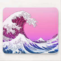 Pink Purple Estética Gran Wave Mouse Pad