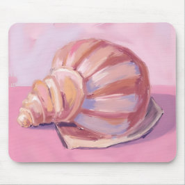 Alfombrilla De Ratón Pink Seashell | Coastal Ocean Watercolor Painting