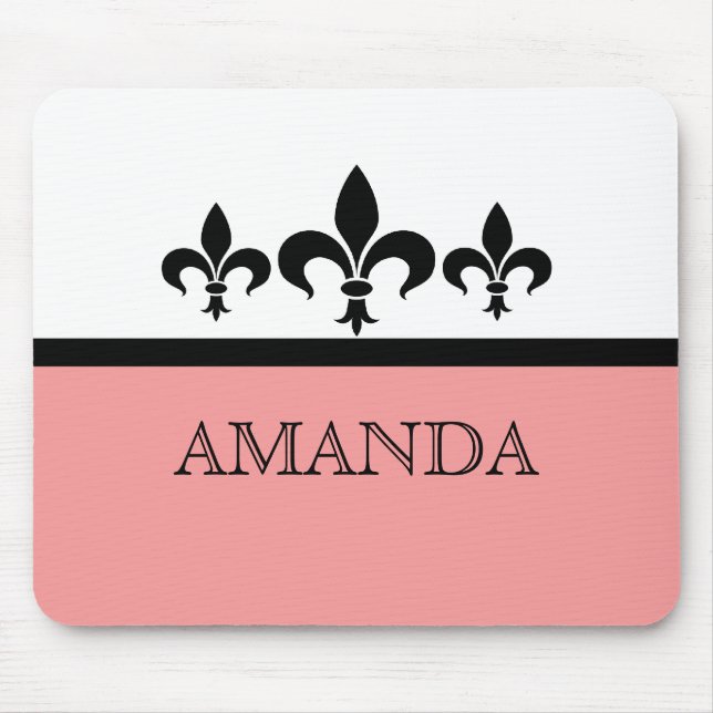 Alfombrilla De Ratón Pink Swanky Fleur De Lis Mousepad (Frente)