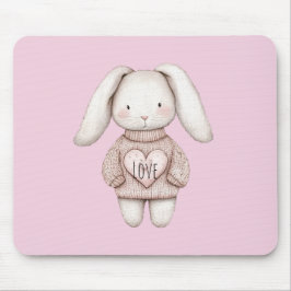 Alfombrilla De Ratón Pink Sweet Cute Bunny Pink Sweater Heart