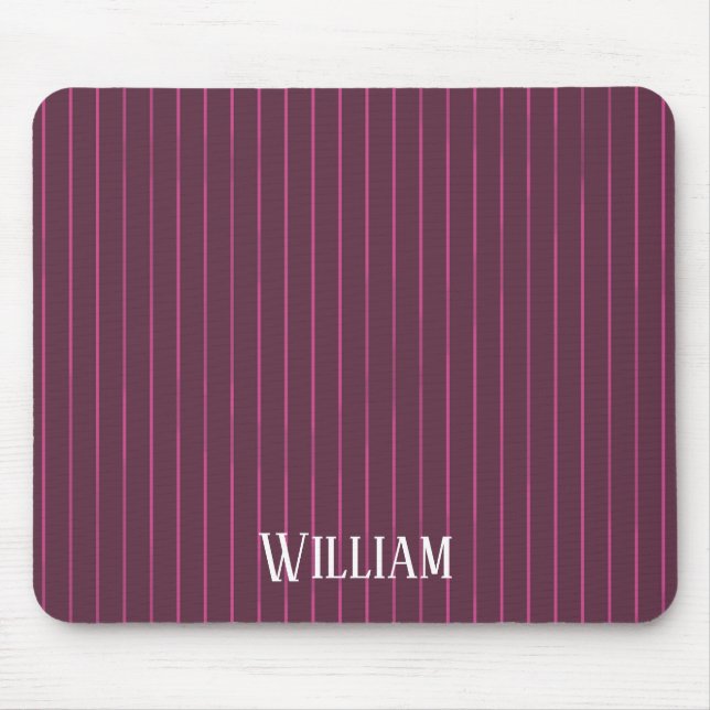 Alfombrilla De Ratón Pinstripes burdeos personalizadas (Frente)