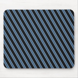 Alfombrilla De Ratón Pinstripes franjas diagonales en blanco negro azul
