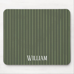 Alfombrilla De Ratón Pinstripes verdes de oliva