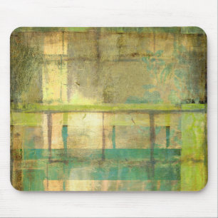 Alfombrilla De Ratón Pintado abstracto dorado turquesa y verde