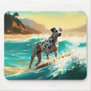 Alfombrilla De Ratón Pintado de Dalmation Beach Surfing