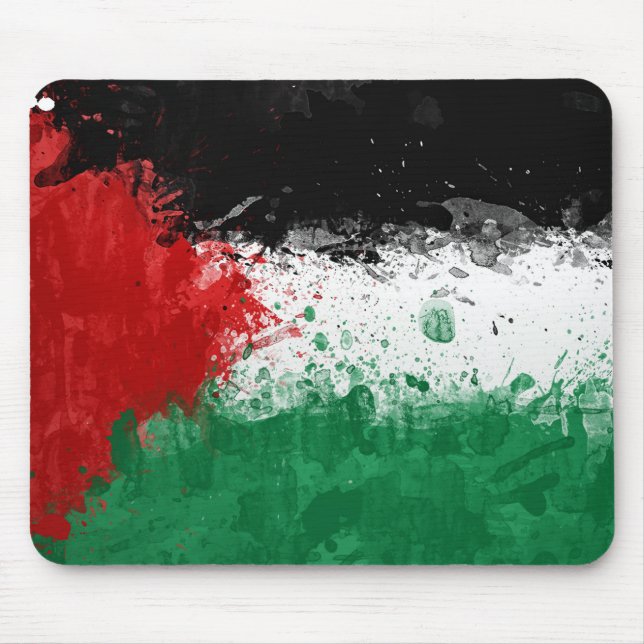 Alfombrilla De Ratón Pinte la bandera de Palestina del Grunge del arte (Frente)