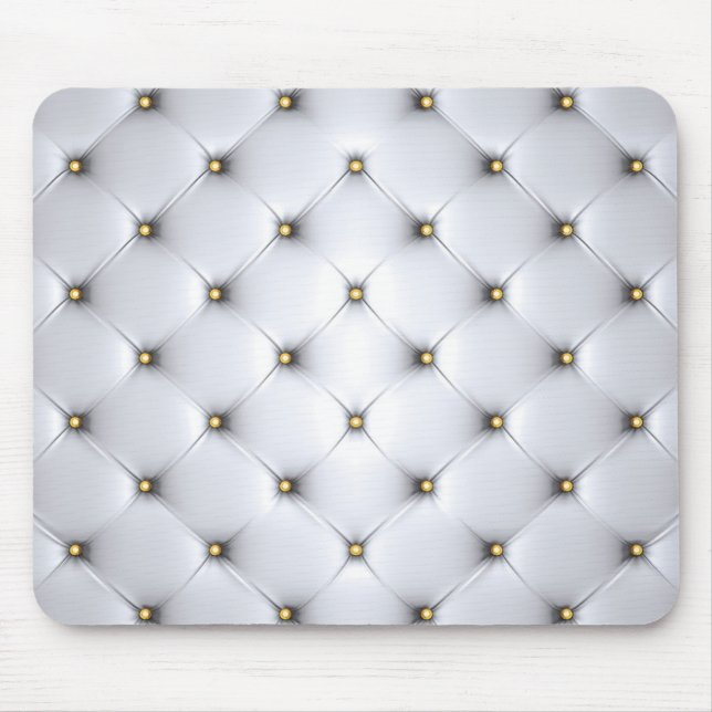 Alfombrilla De Ratón Pintuck blanco y dorado elegante (Frente)