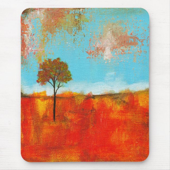 Alfombrilla De Ratón Pintura abstracta del arte del árbol del paisaje (Frente)
