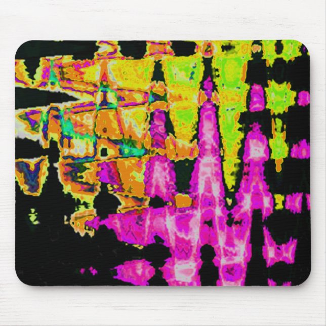 Alfombrilla De Ratón Pintura acuarela única: púrpura, negra y lima (Frente)