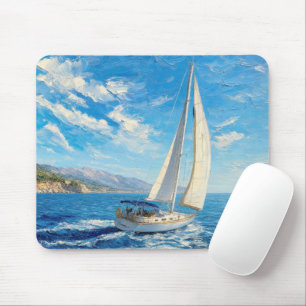 Alfombrilla De Ratón Pintura al impasto de barco de vela