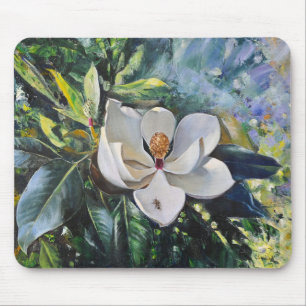 Alfombrilla De Ratón Pintura al óleo de flor de magnolia de la armonía