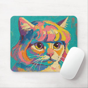 Alfombrilla De Ratón Pintura al óleo de gato lindo (#5)