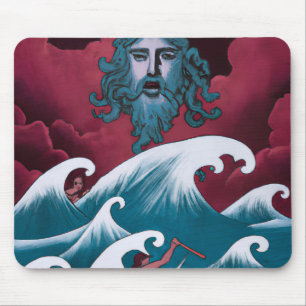 Alfombrilla De Ratón Pintura al óleo Neptuno Carmesí