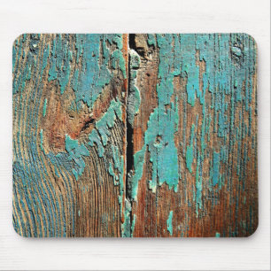 Alfombrilla De Ratón Pintura azul vieja en la madera