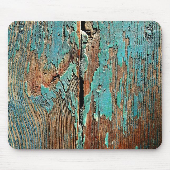 Alfombrilla De Ratón Pintura azul vieja en la madera (Frente)