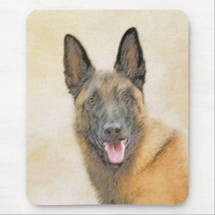 Alfombrilla De Ratón Pintura belga malinois - Arte de perro original