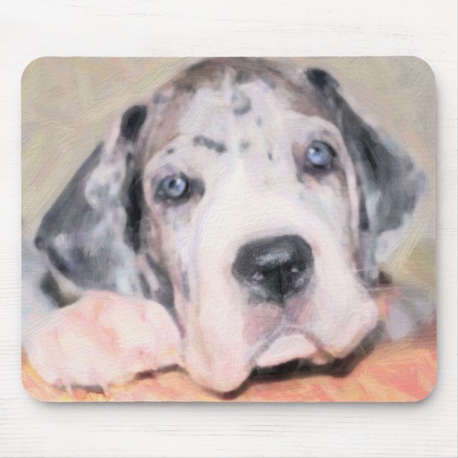 Alfombrilla De Ratón Pintura: Cachorro Dane (Frente)