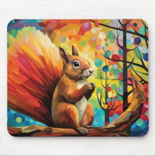 Alfombrilla De Ratón Pintura colorida de retrato animal de ardilla
