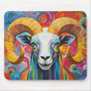 Alfombrilla De Ratón Pintura colorida de retrato animal Ram