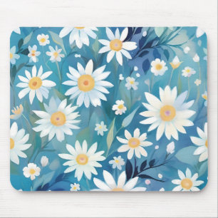 Alfombrilla De Ratón Pintura con flores blancas