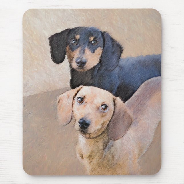 Alfombrilla De Ratón Pintura Dachshund (suave) - Arte Perro Original (Frente)