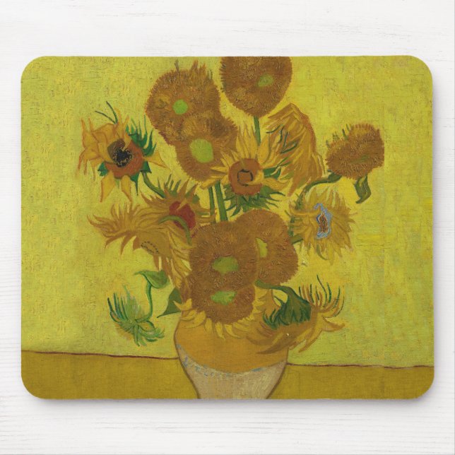 Alfombrilla De Ratón Pintura de 15 girasoles de Vincent Van Gogh