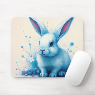 Alfombrilla De Ratón Pintura de acuarela azul Bunny