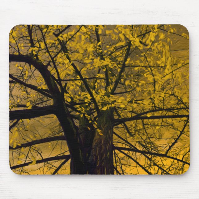Alfombrilla De Ratón Pintura de árbol amarillo Mousepad Fall (Frente)