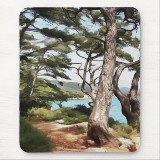 Alfombrilla De Ratón Pintura de bosque de pino de Pinus pinea