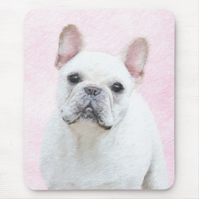 Alfombrilla De Ratón Pintura de Bulldog francés (crema/blanco) - Arte d (Frente)
