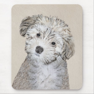 Alfombrilla De Ratón Pintura de cachorro habanesa - Arte de perro origi